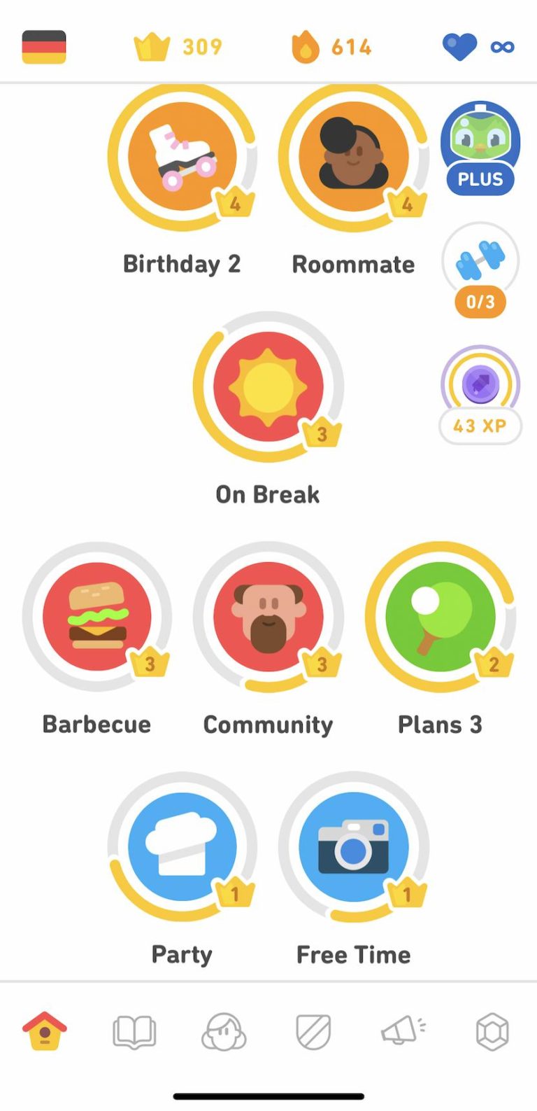 Duolingo App中的課堂模式頁面