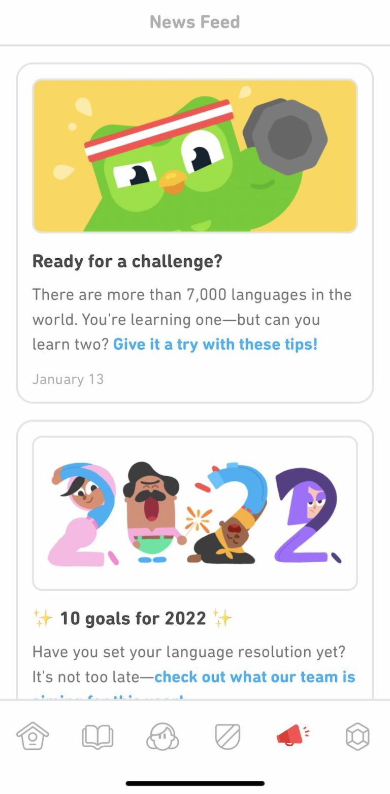 Duolingo App中的新聞頁面